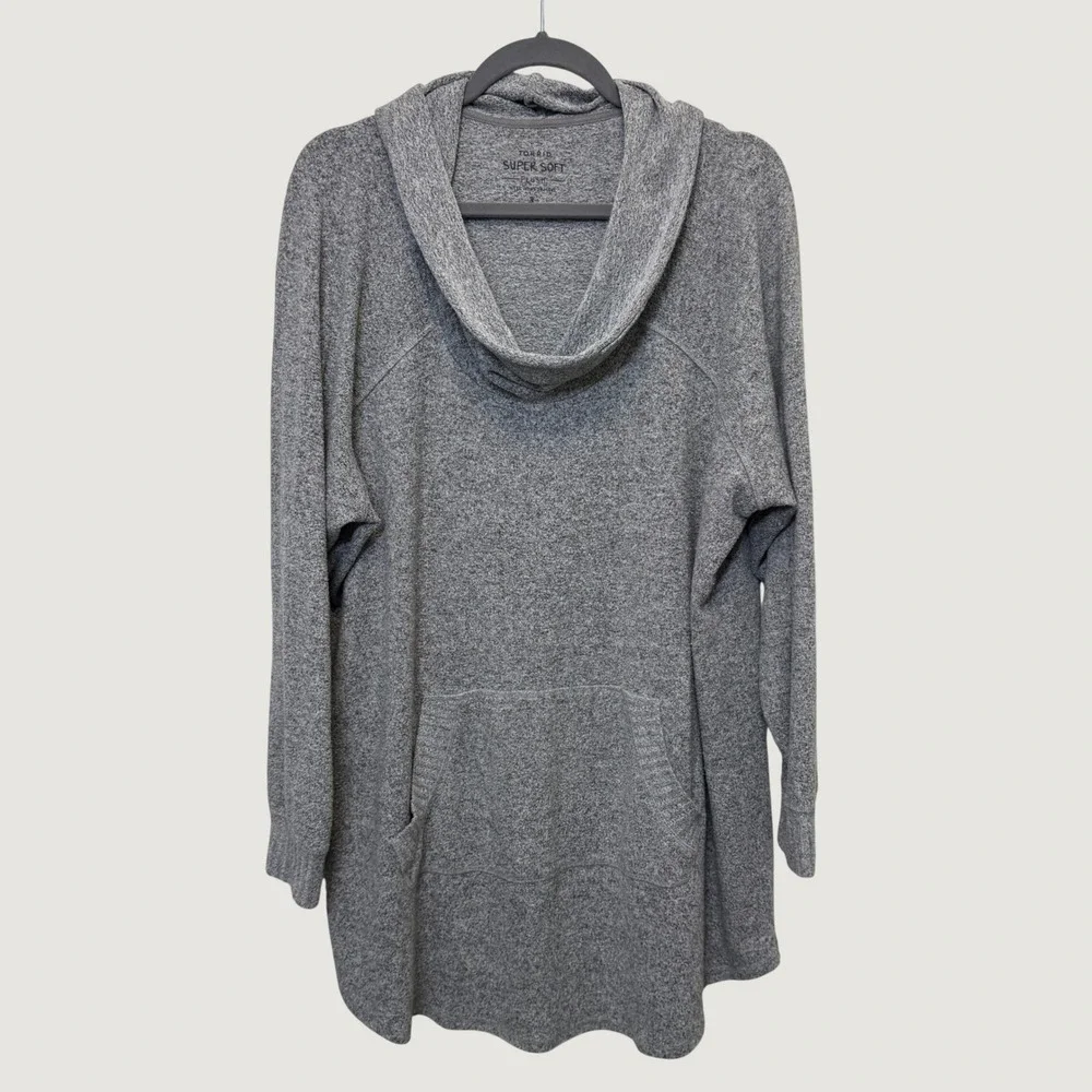 Torrid Super Soft Plush Cowl Neck Raglan Tunic Sweatshirt 3/3X Grey Super Soft